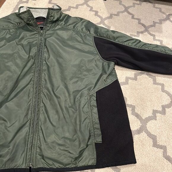 VTG 90s Nike Fleece lined with fleece sleeves army green jacket size L in EUC - Picture 6 of 10